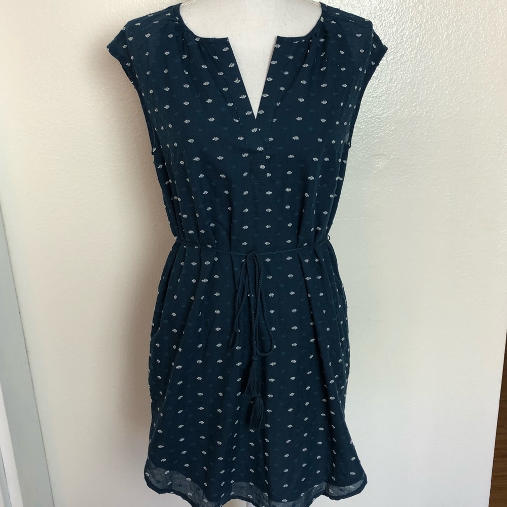 Ann Taylor Loft teal polka dot dress size XS